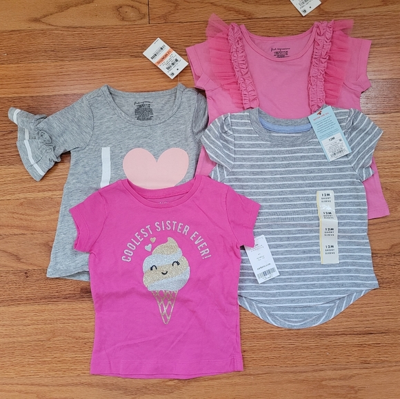 NWT Lot of 4 Toddler Girls 12m T-shirts - Picture 1 of 1
